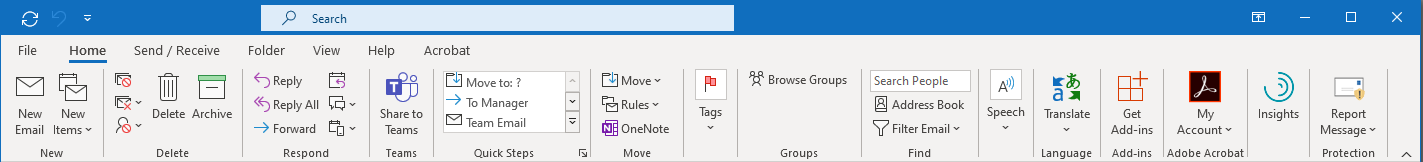 Top of Outlook Client