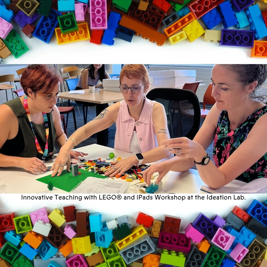 People playing with lego at the workshop