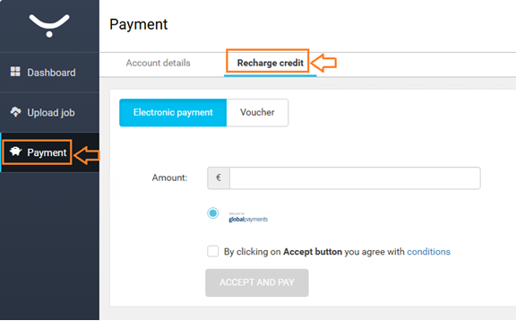 Recharge Credit for Print Payment