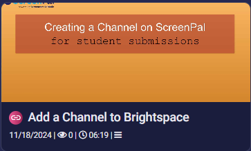 ScreenPal Channels in Brightspace