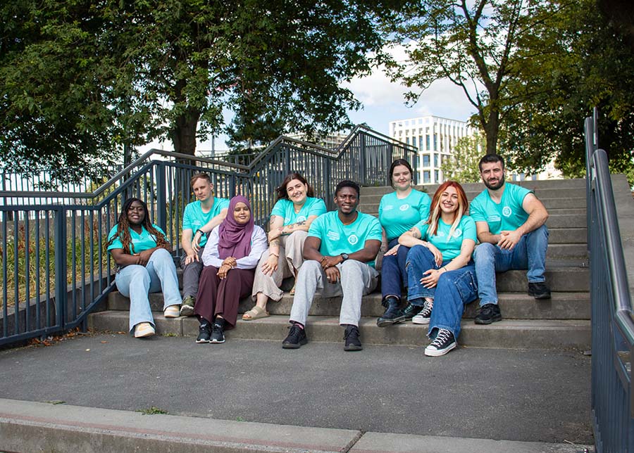 Members of TUDublin Student Union 2024-25 sitting on steps