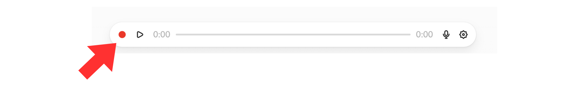 A red arrow points to the record button on the Adobe Podcast recording toolbar.