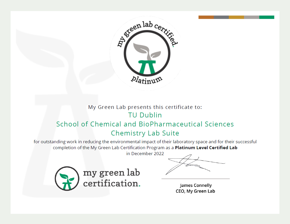 my Green Labs certificate