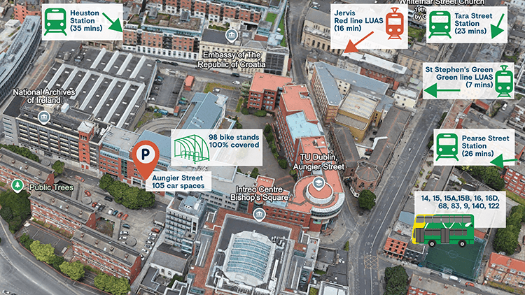 travel to Aungier Street map