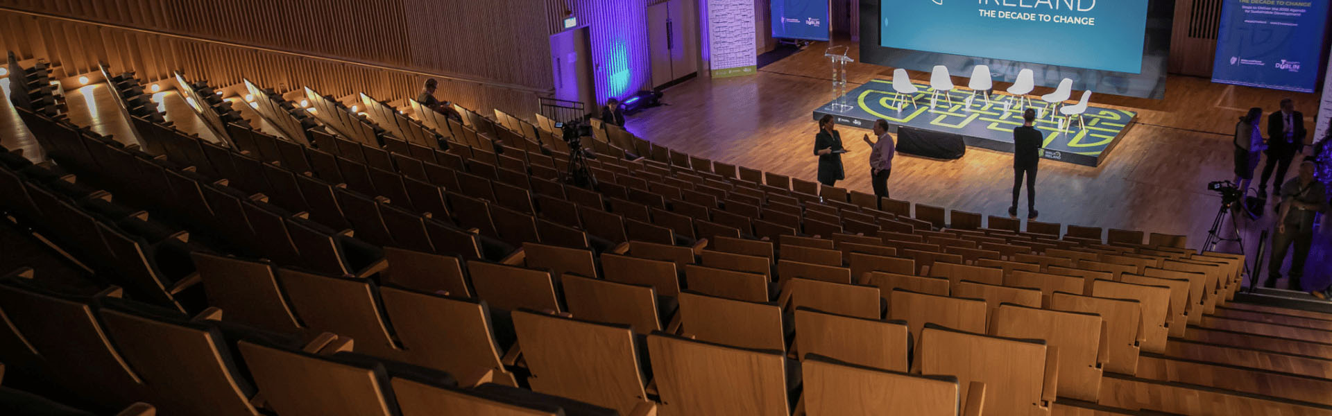 empty concert hall with ambient lighting