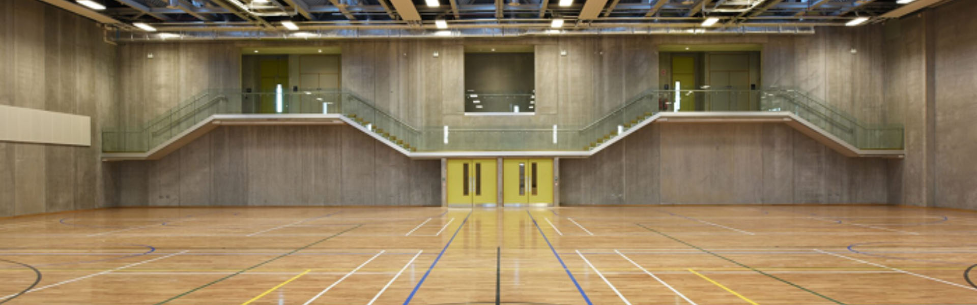 large sports hall with balconies