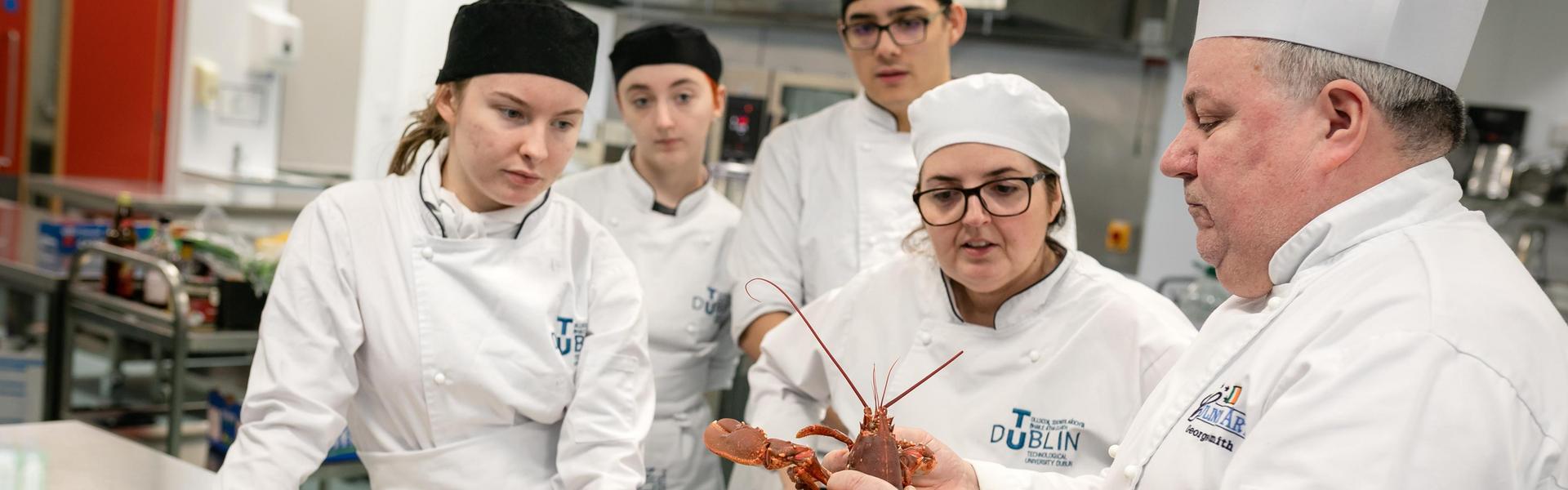 Culinary students with lecturer