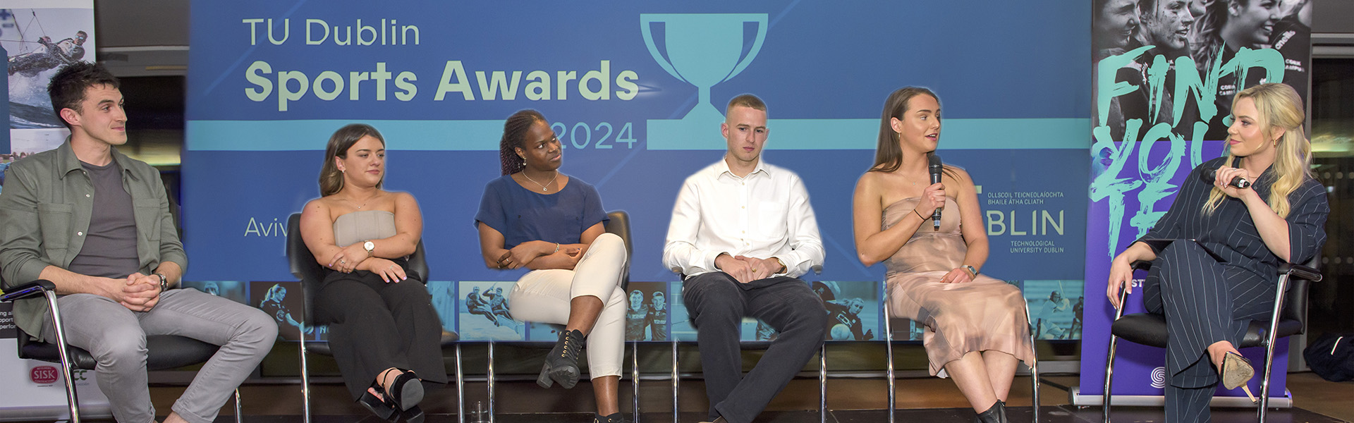 Phot of Nicole Turner & fellow panelists at the TU Dublin Sports Awards