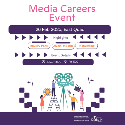 Decorative image promoting media careers event