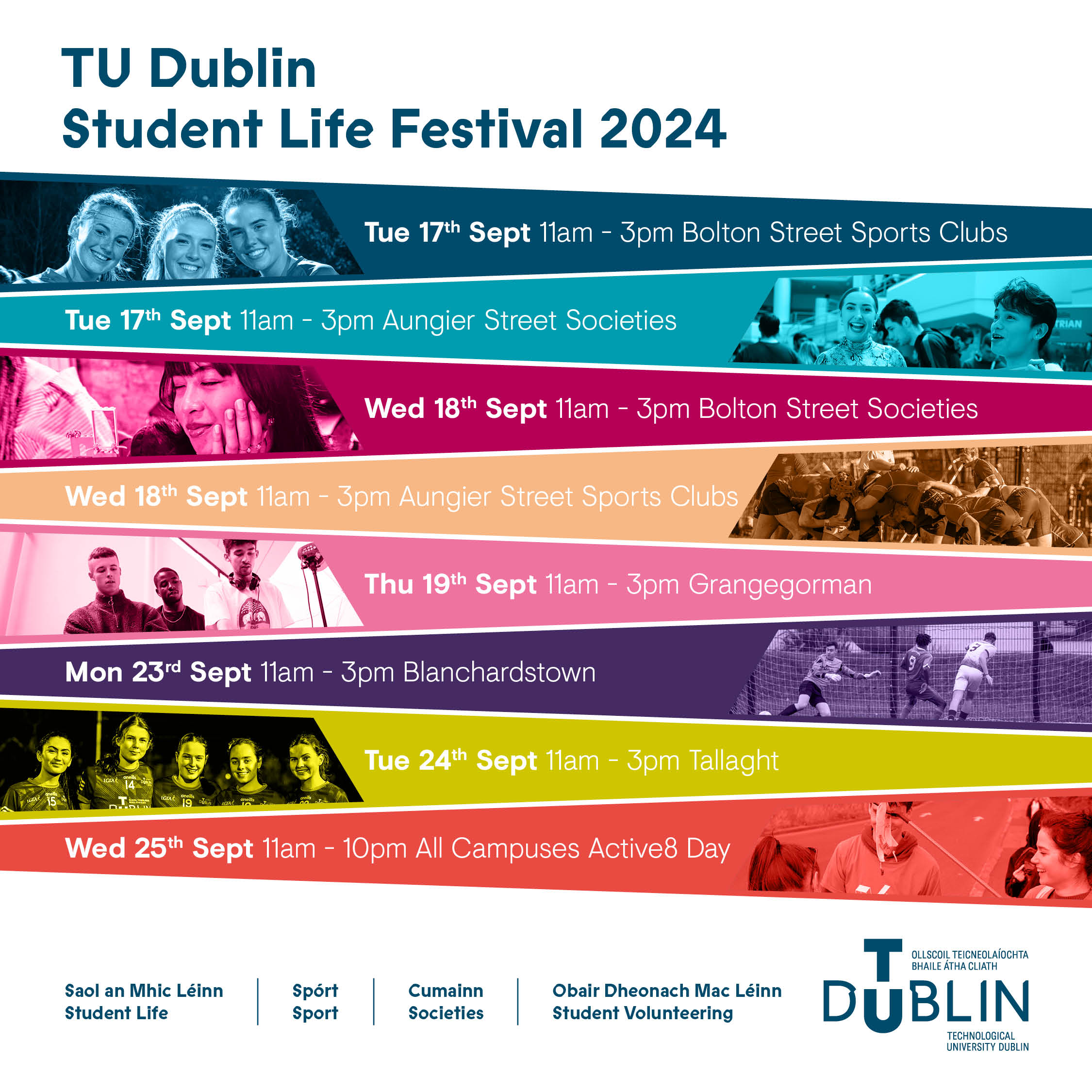 TU-Dublin_Student-Life-Festival Poster showing photographs of students together and dates of the SL Festival