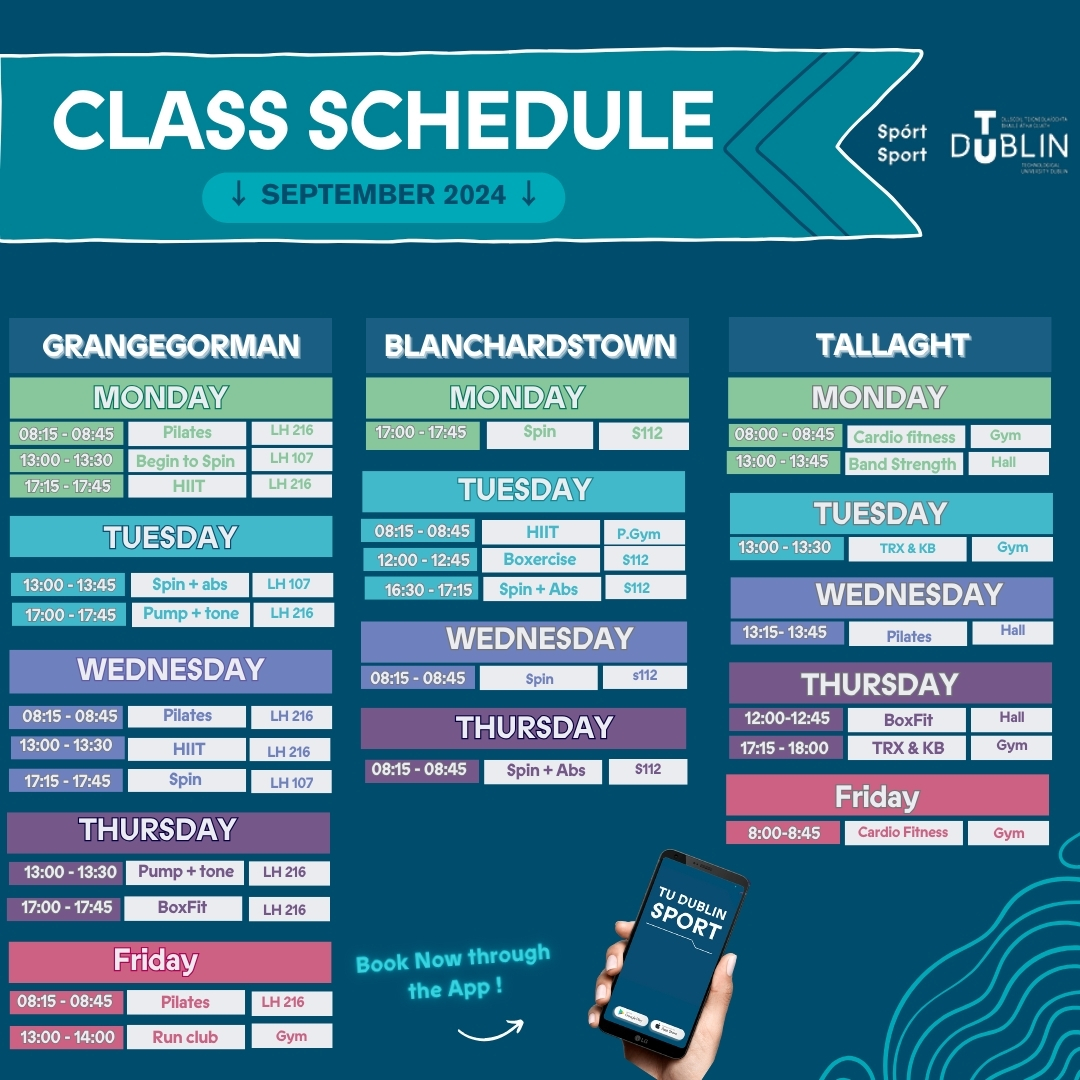 September 2024 class schedule