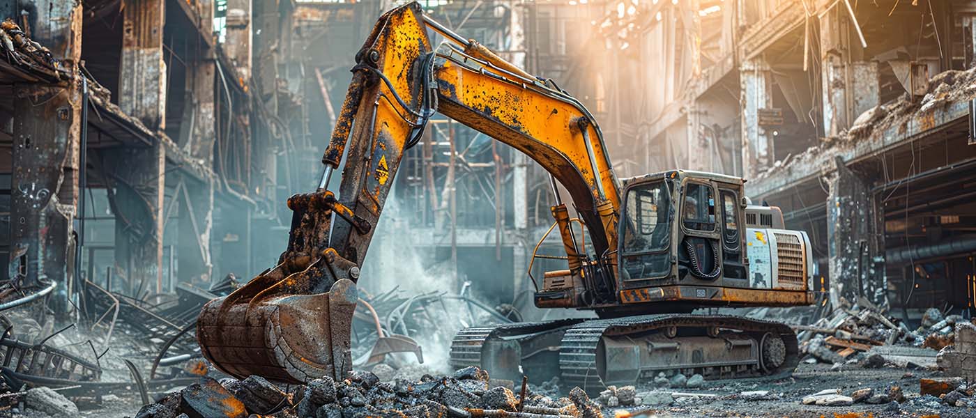 JCB demolishing a building