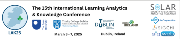 The 15th International Conference on Learning Analytics & Knowledge (LAK25) takes place in Dublin, March 3rd to 7th.