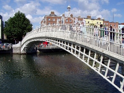 Picture of the HalfPenny Bridge in Dublin Ireland. Runs over the River Liffey